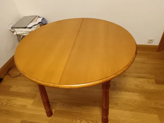 Mesa comedor redonda extensible madera
