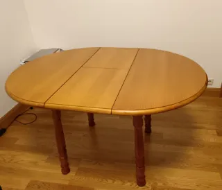 Mesa comedor redonda extensible madera