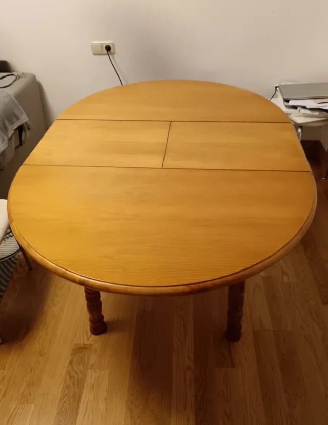 Mesa comedor redonda extensible madera