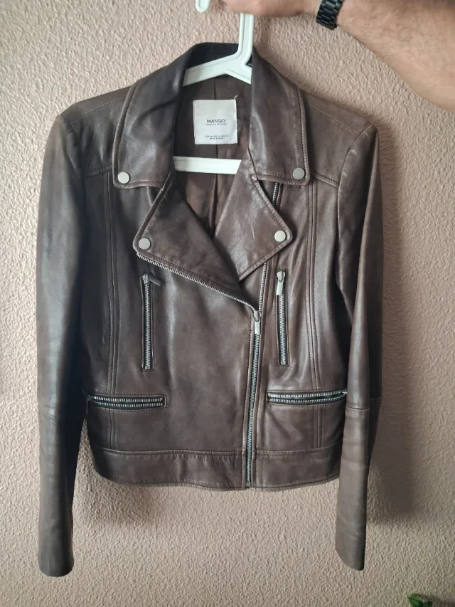 Chaqueta Mango Marrón Cuero