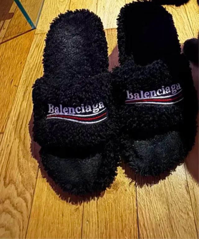 Sandalias Balenciaga M80 Peluche Negro Talla 38