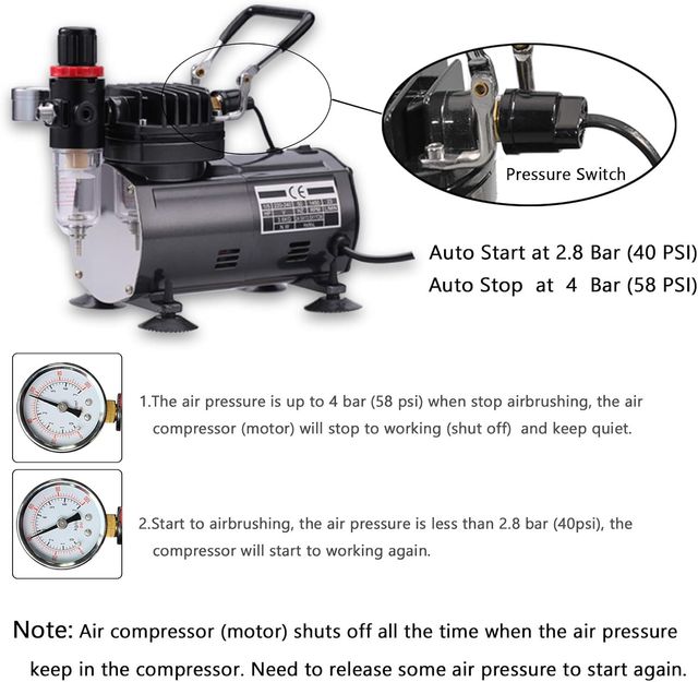 Set Aerógrafo SAGUD com Compressor e Acessórios