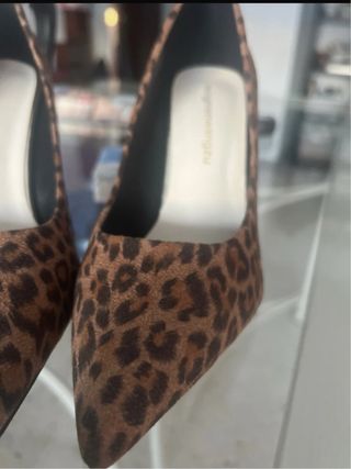 Zapato tacón antelina animal print Nuevos 8cm tacó