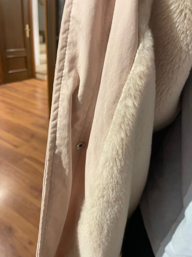 Abrigo Parka Mujer Beige/Rosa