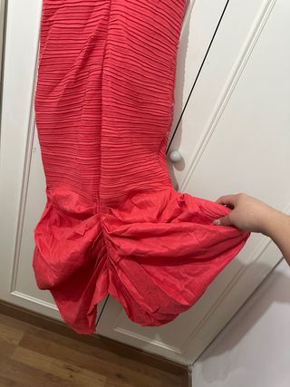 Vestido fiesta rojo y plateado