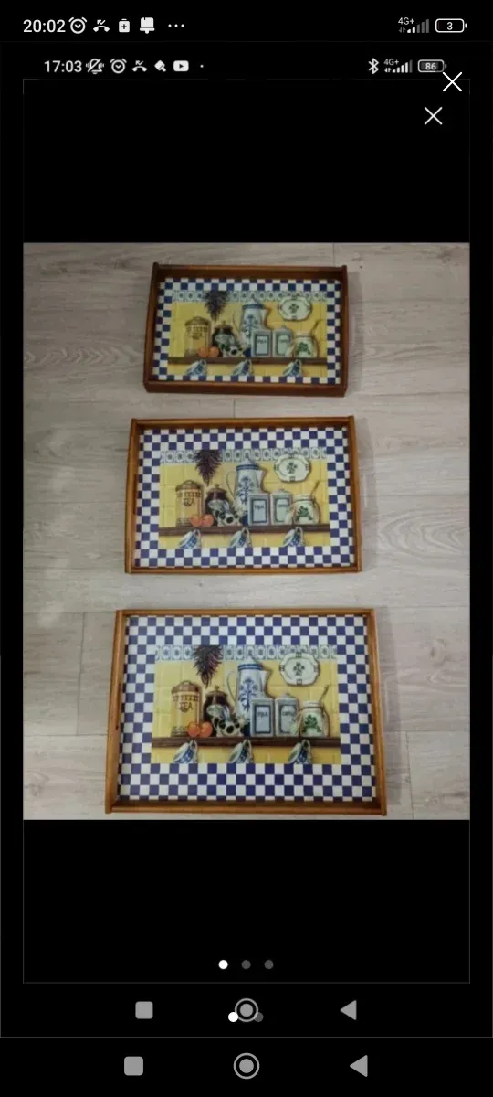 3 Bandejas de madera con diseño