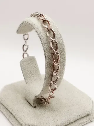 Bracciale uomo maglia larga cerchi anello argento