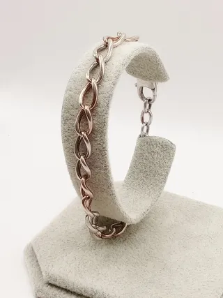 Bracciale uomo maglia larga cerchi anello argento