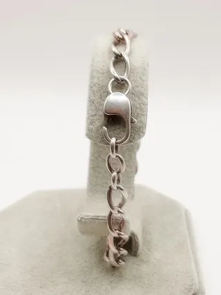 Bracciale uomo maglia larga cerchi anello argento