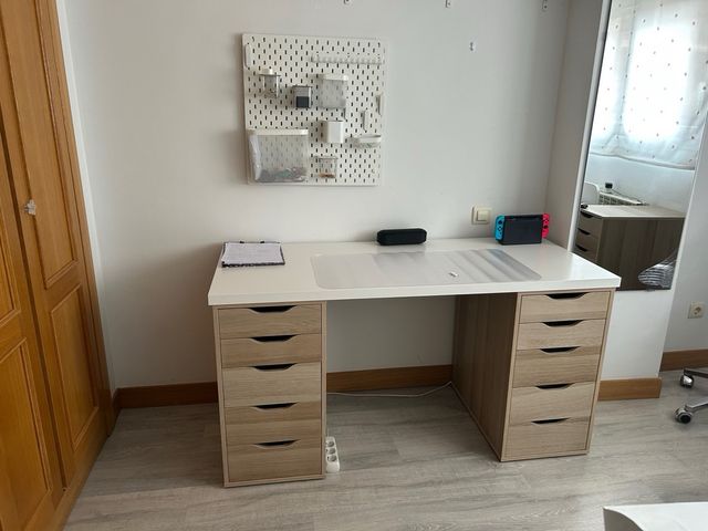 Escritorio juvenil madera y blanco