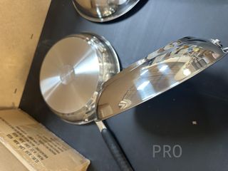 Set di utensili da cucina Amazon Basics per induzione, antiaderenti, in acciaio inossidabile, 24/28/28 cm, 3 pezzi, argento