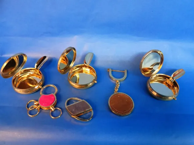 Set di 3 posacenere da tasca dorati e portachiavi