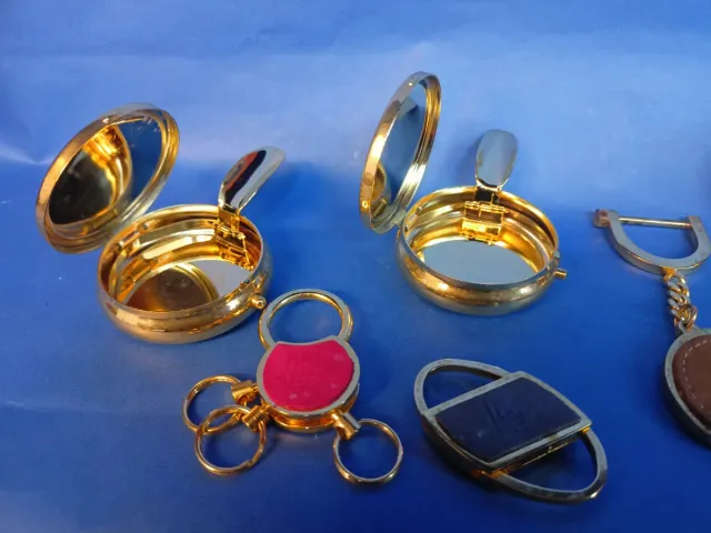 Set di 3 posacenere da tasca dorati e portachiavi