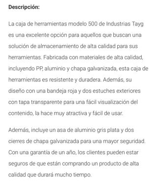 Caja de herramientas Tayg 500