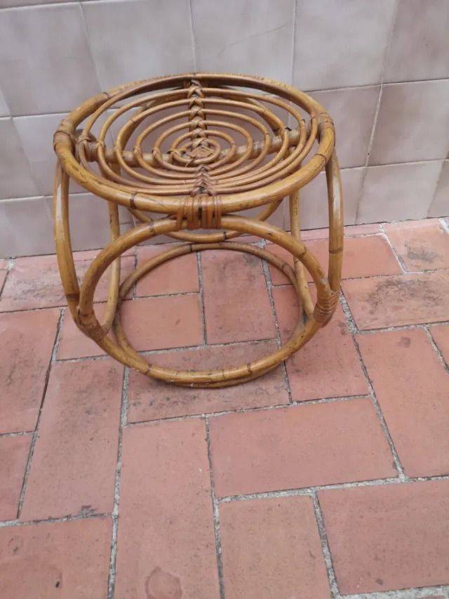 Taburete ratán 70s 35x35cm