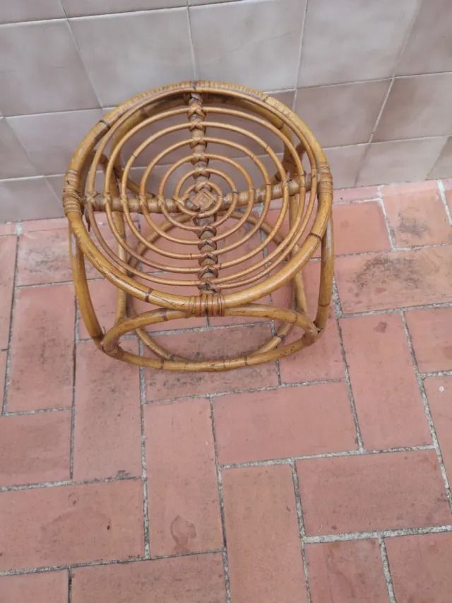 Taburete ratán 70s 35x35cm