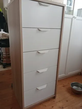 Cajonera Ikea madera y blanco