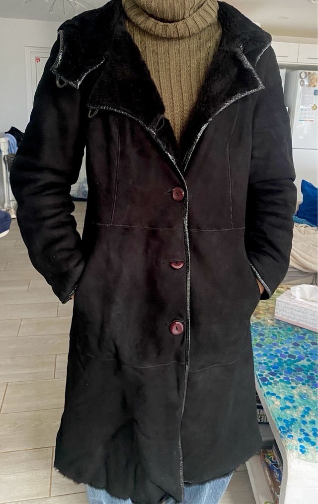 Abrigo piel oveja (natural) mujer negro