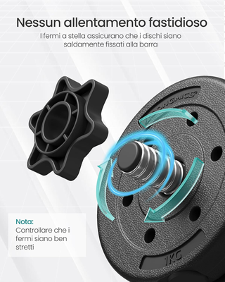 Manubri 2 in 1, Set di Bilanciere Corto, con Tubo