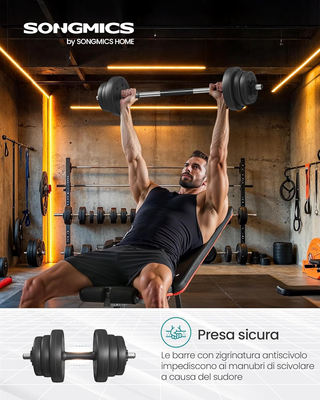 Manubri 2 in 1, Set di Bilanciere Corto, con Tubo