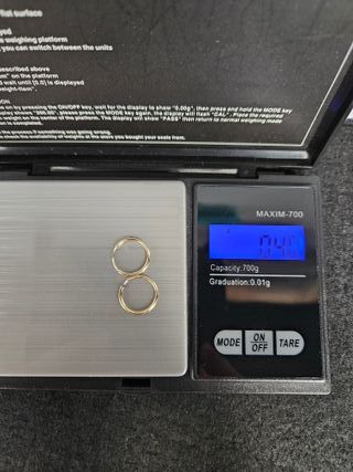 Pendientes, Aros, Aretes, Argollas, Oro 18K, 0,4gr