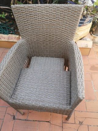 Butaca grande mimbre beige/marrón