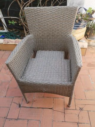 Butaca grande mimbre beige/marrón