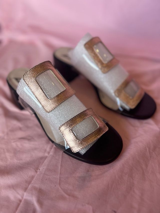 Sandalias Vinilo Talla 37 Negro/Cobre