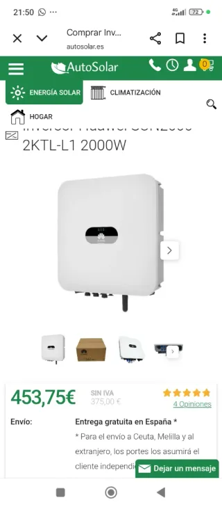 Inversor Huawei 2kW 2KTL-L1
