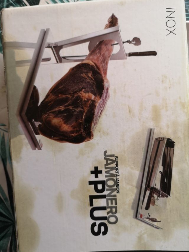 Soporte jamonero modelo +Plus, acero inoxidable