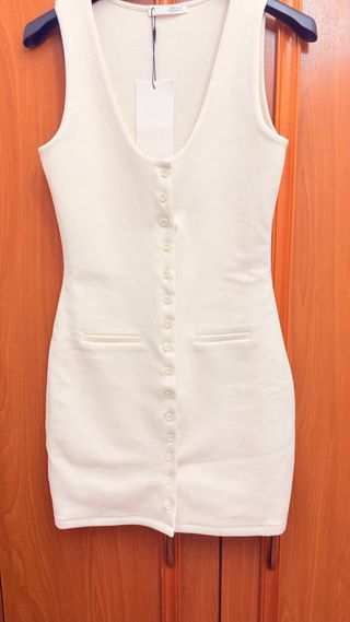 Vestido blanco corto botones