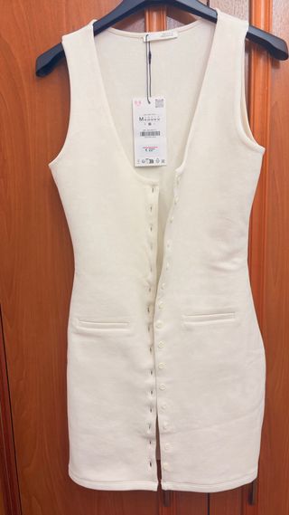 Vestido blanco corto botones