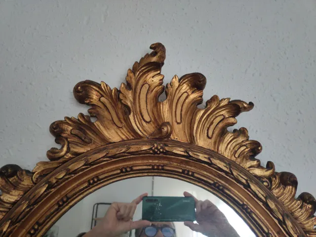 Espejo Antiguo Ovalado Dorado