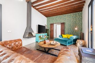 Divano letto Chesterfield 3 posti in pelle marrone