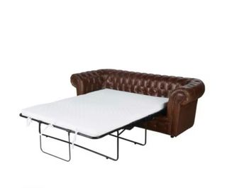 Divano letto Chesterfield 3 posti in pelle marrone