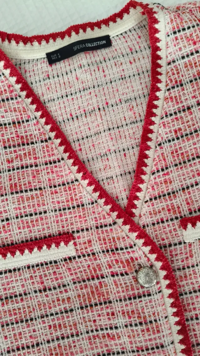 Chaleco Sfera Punto Rojo y Blanco