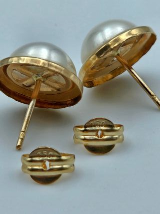 Pendientes de Oro 18K, Perla, 1,3gr, 1cm