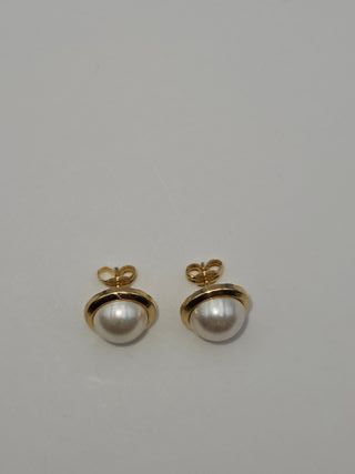 Pendientes de Oro 18K, Perla, 1,3gr, 1cm