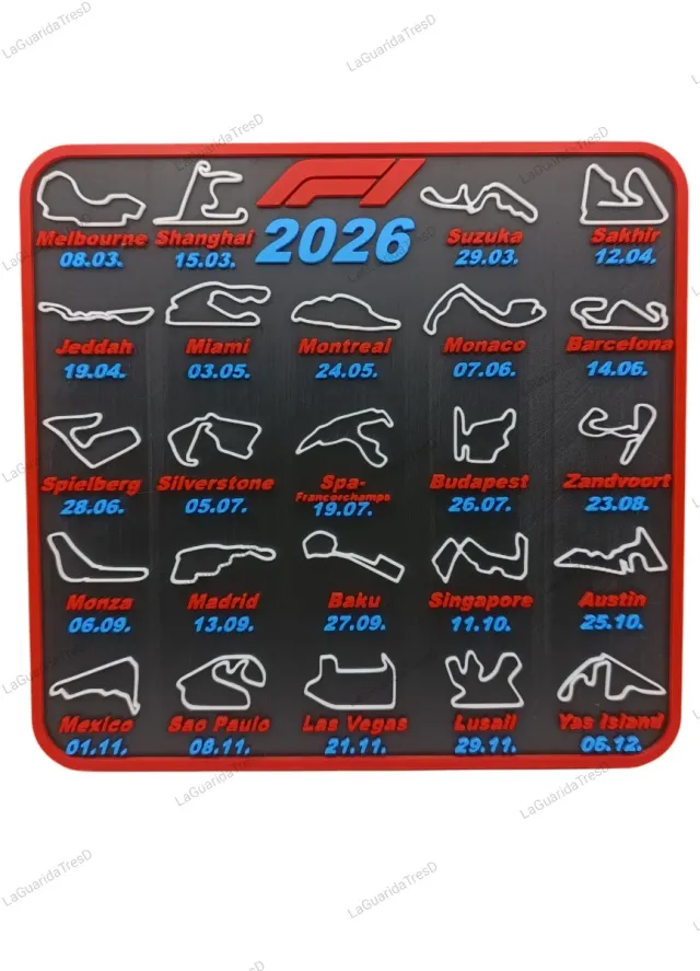 Cuadro Calendario F1 2026