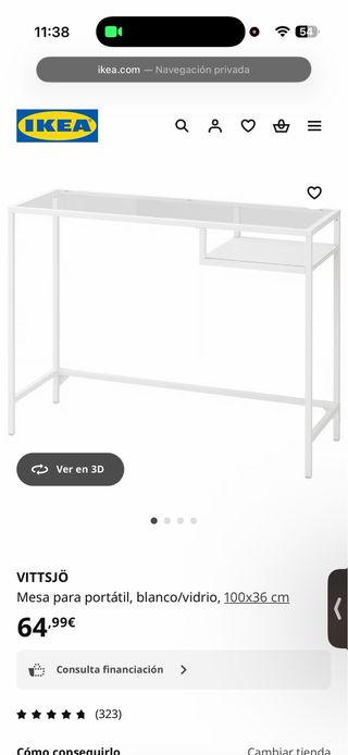Mesa escritorio cristal metal IKEA VITTSJÖ