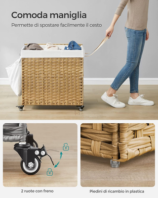 Cesto Portabiancheria con Coperchio, 140L, Cesta B