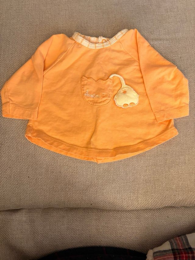Pijama bebê laranja e listrado