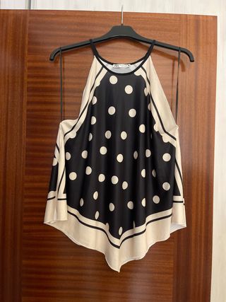 Top Zara pañuelo lunares halter S