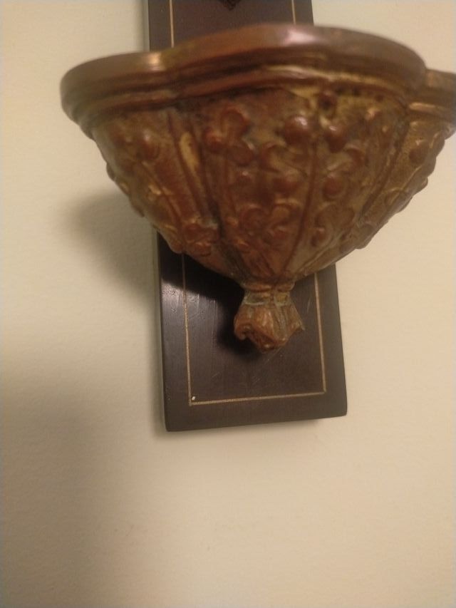 Crucifijo madera y bronce antiguo