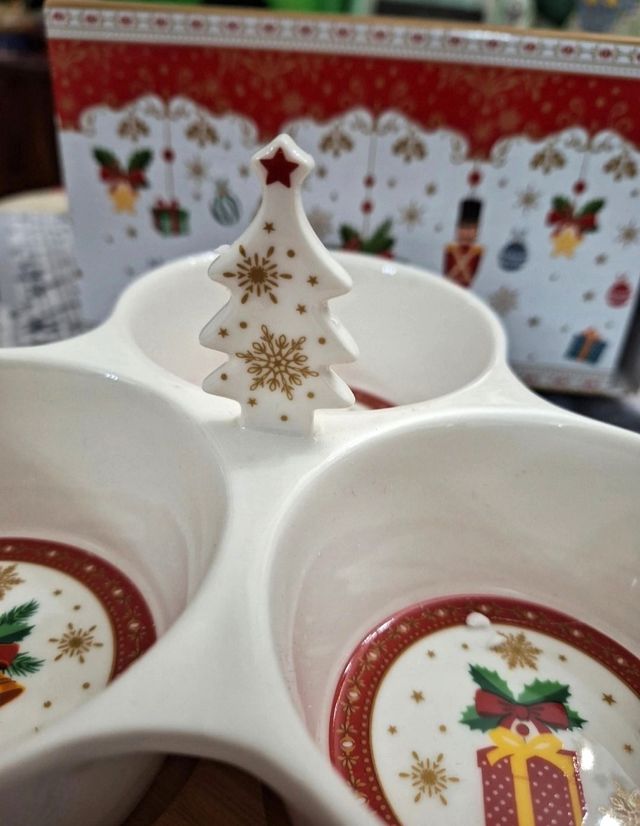 Vassoio/Centrotavola Natale Porcellana