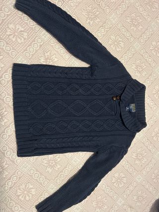 Jersey azul de punto con botones talla 8