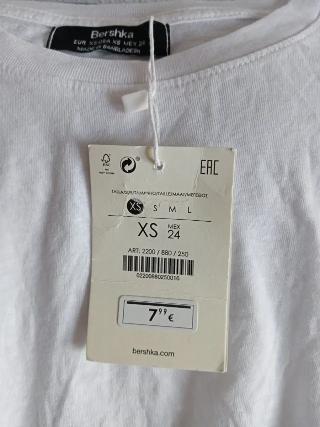 Camiseta Bershka blanca XS/34