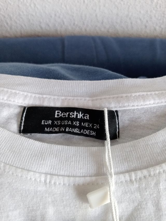 Camiseta Bershka blanca XS/34
