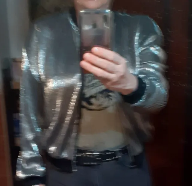 Chaqueta Bomber Fiesta Plateada Algodón