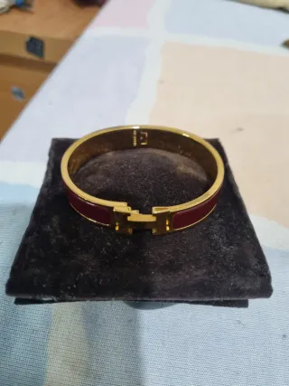 Pulsera Hermes Clic Clac Oro y Rojo